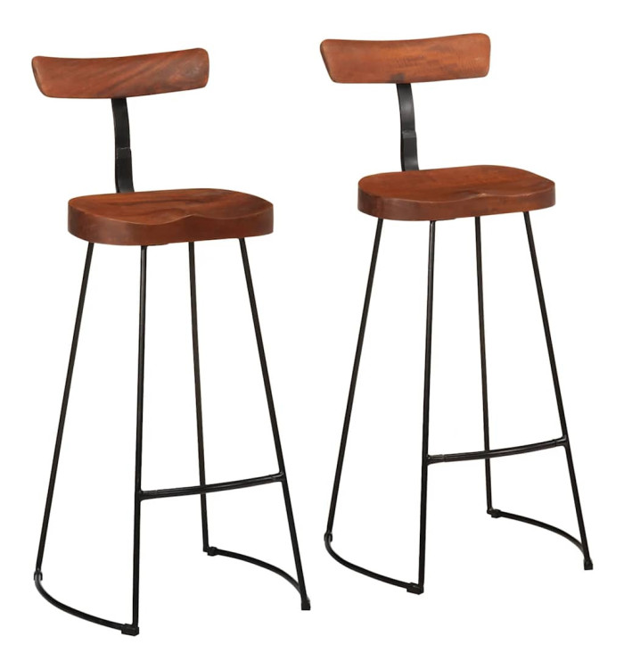 Tabourets de bar lot de 2 49x43x103 cm bois de manguier massif | Mobilier & Déco