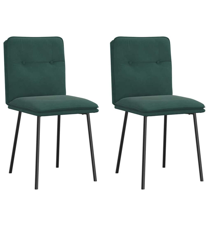 Chaises à manger lot de 2 Vert foncé Velours | Mobilier & Déco