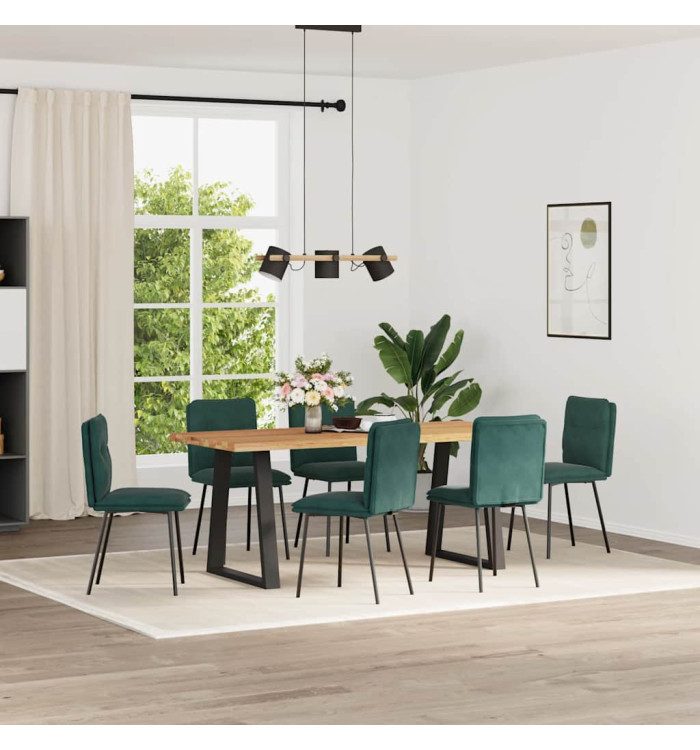 Chaises à manger lot de 6 vert foncé velours | Mobilier & Déco