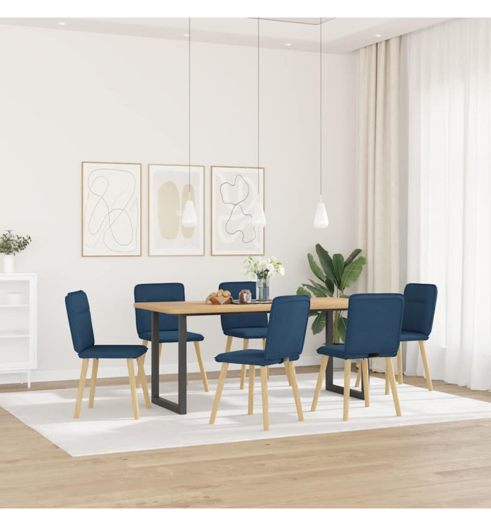 Chaises à manger lot de 6 bleu tissu | Mobilier & Déco