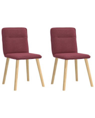 Chaises à manger lot de 2 rouge bordeaux tissu | Mobilier & Déco