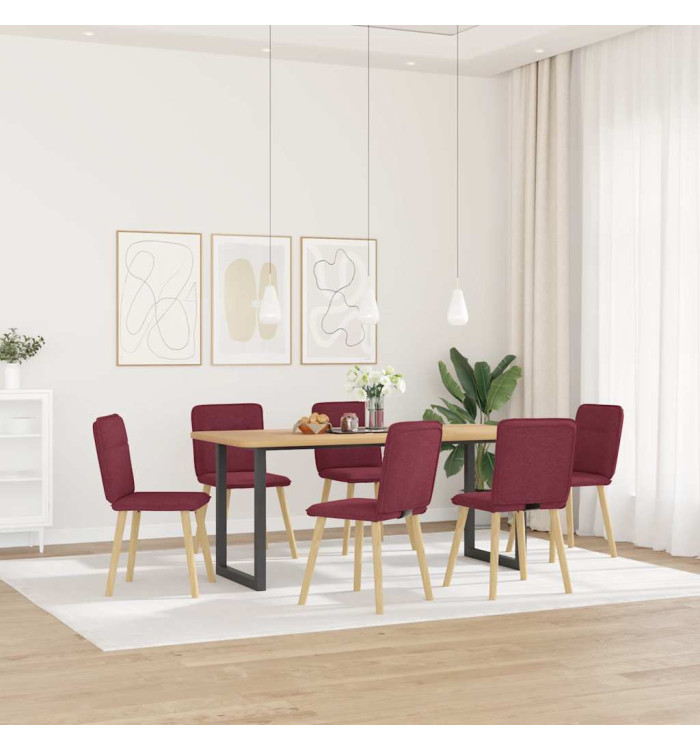 Chaises à manger lot de 6 rouge bordeaux tissu | Mobilier & Déco