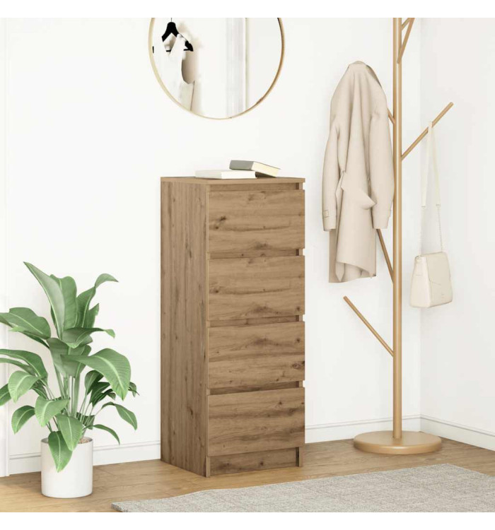 Buffet chêne artisanal 37,5x35x99 cm bois d'ingénierie | Mobilier & Déco