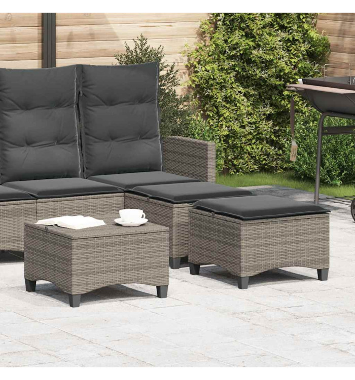 Tabourets jardin coussins 2 pcs gris 55x55x36 cm résine tressée | Mobilier & Déco