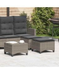 Tabourets jardin coussins 2 pcs gris 55x55x36 cm résine tressée | Mobilier & Déco