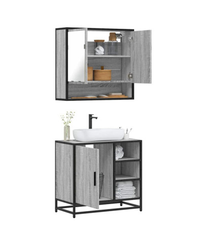 Ensemble de meubles de salle de bain 2 pcs Sonoma gris | Mobilier & Déco