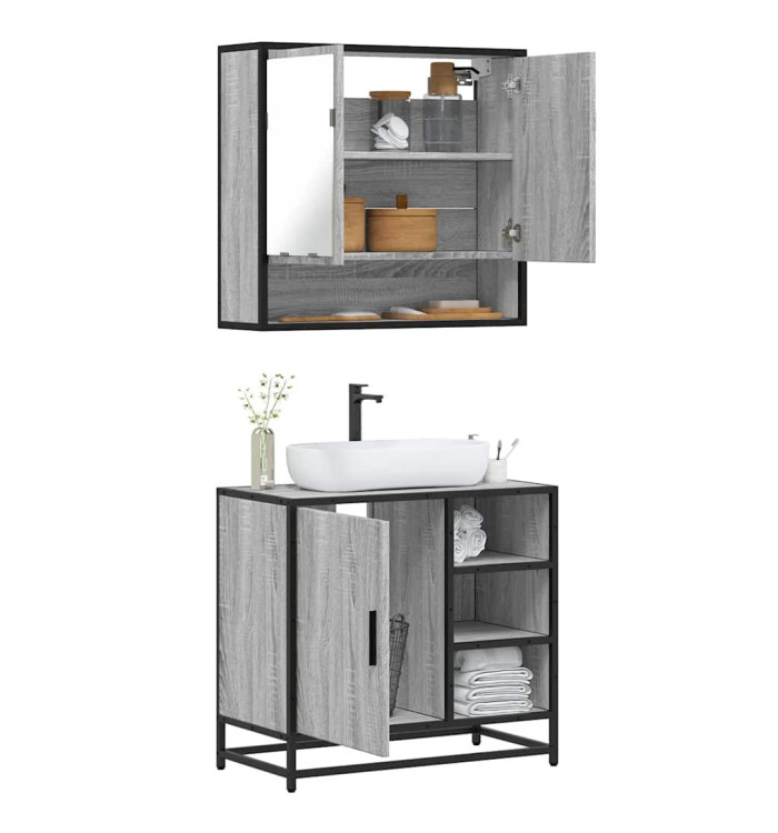 Ensemble de meubles de salle de bain 2 pcs Sonoma gris | Mobilier & Déco