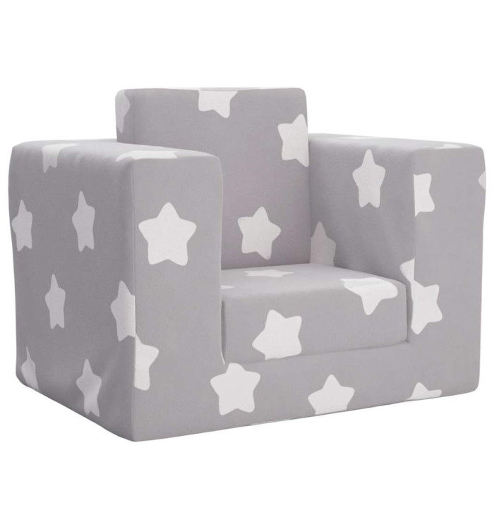 Canapé-lit pour enfants Gris clair avec étoiles Peluche douce | Mobilier & Déco