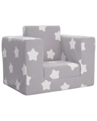 Canapé-lit pour enfants Gris clair avec étoiles Peluche douce | Mobilier & Déco
