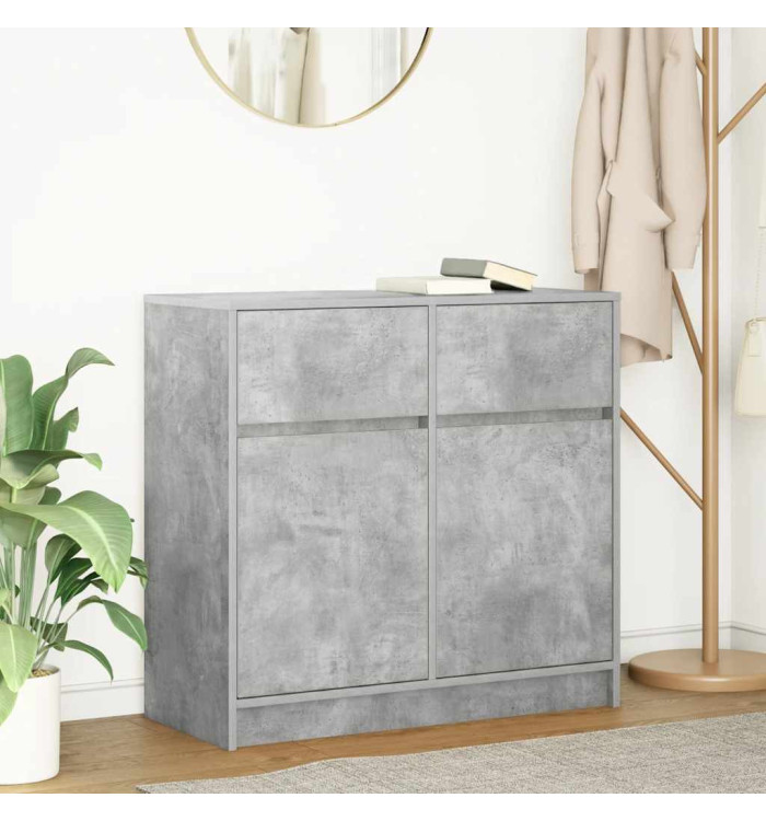 Buffet avec tiroir gris béton 80x34x76 cm bois d'ingénierie | Mobilier & Déco
