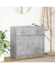 Buffet avec tiroir gris béton 80x34x76 cm bois d'ingénierie | Mobilier & Déco