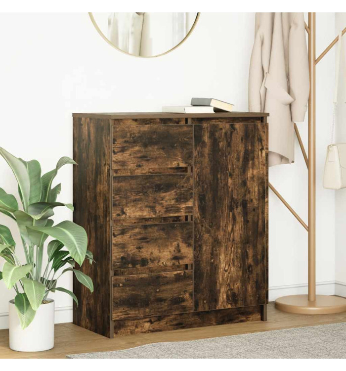 Buffet avec tiroirs chêne fumé 71x35x84 cm bois d'ingénierie | Mobilier & Déco