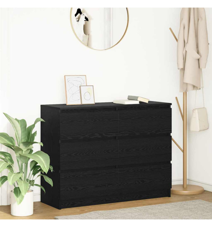 Buffet chêne noir 100x35x76 cm bois d'ingénierie | Mobilier & Déco