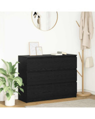 Buffet chêne noir 100x35x76 cm bois d'ingénierie | Mobilier & Déco