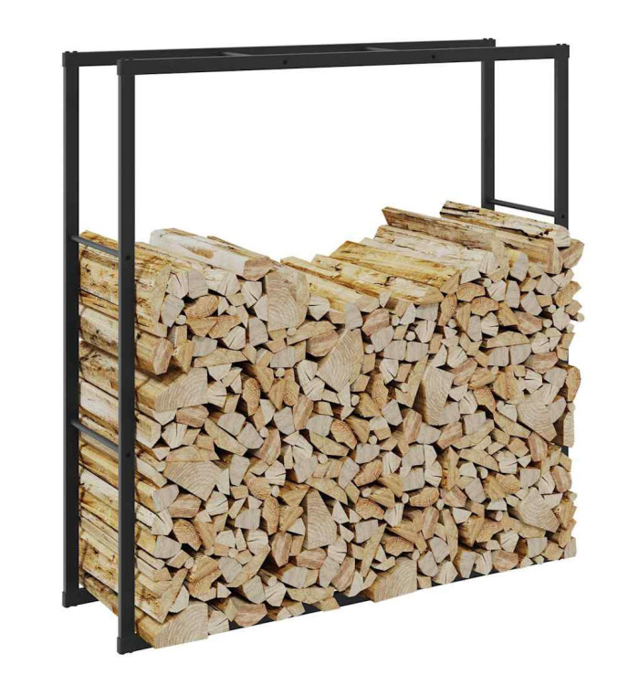 Portant de bois de chauffage noir 110x30x116 cm acier | Mobilier & Déco
