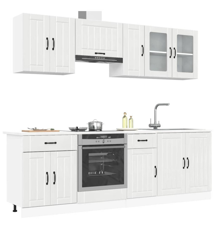 Ensemble d'armoires de cuisine 8 pcs Kalmar blanc brillant | Mobilier & Déco