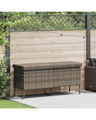 Boîte de rangement de jardin et roues gris résine tressée | Mobilier & Déco