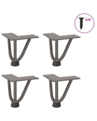 Pieds en épingle à cheveux pour table basse 4 pièces Acier naturel 10 cm Acier massif | Mobilier & Déco