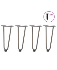 Pieds en épingle à cheveux pour table basse 4 pièces Acier naturel 30 cm Acier massif | Mobilier & Déco