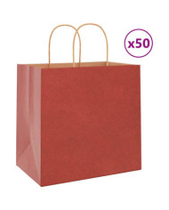 Sacs en papier 50 pcs avec poignées rouge 26x17x25 cm | Mobilier & Déco