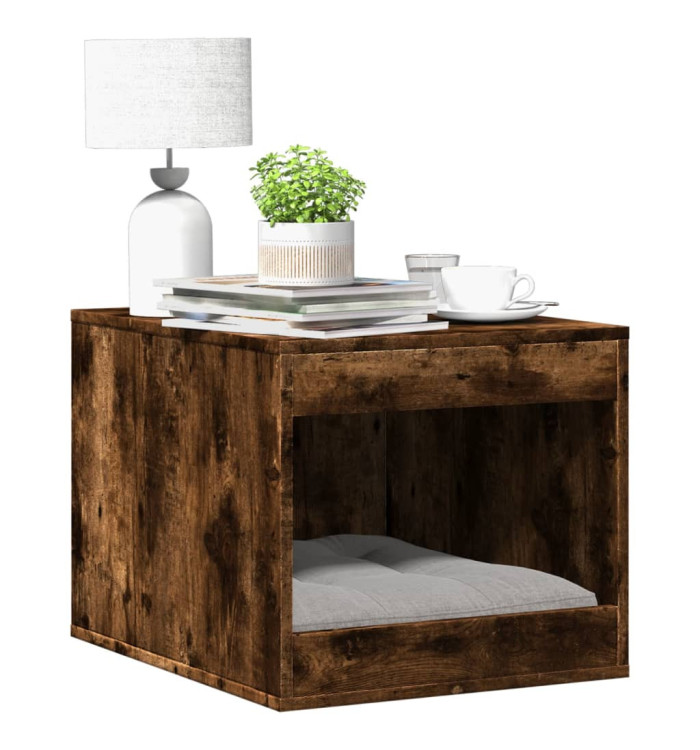 Meuble de bac à litière pour chat chêne fumé bois d'ingénierie | Mobilier & Déco
