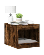 Meuble de bac à litière pour chat chêne fumé bois d'ingénierie | Mobilier & Déco