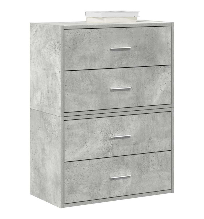 Armoires avec 2 tiroirs 2 pcs gris béton bois d'ingénierie | Mobilier & Déco