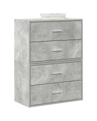 Armoires avec 2 tiroirs 2 pcs gris béton bois d'ingénierie | Mobilier & Déco