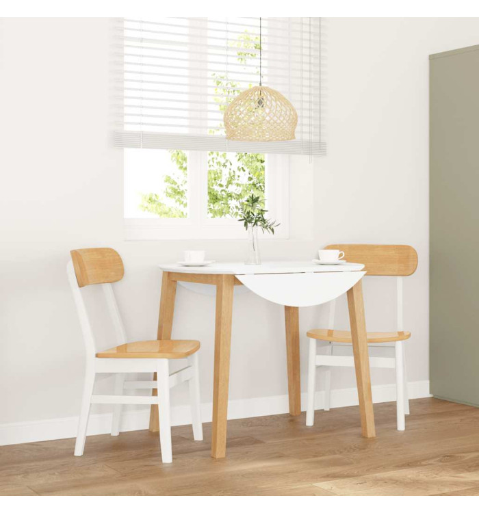 Chaises à manger 2 pcs blanc bois massif caoutchouc | Mobilier & Déco