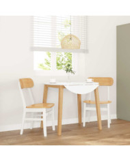 Chaises à manger 2 pcs blanc bois massif caoutchouc | Mobilier & Déco
