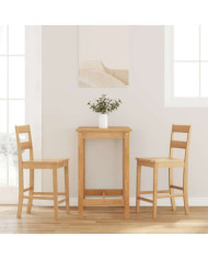 Tabourets de bar 2 pcs naturel bois massif d'hévéa | Mobilier & Déco