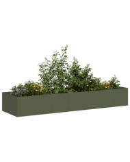 Jardinière vert olive 280x80x40 cm acier | Mobilier & Déco