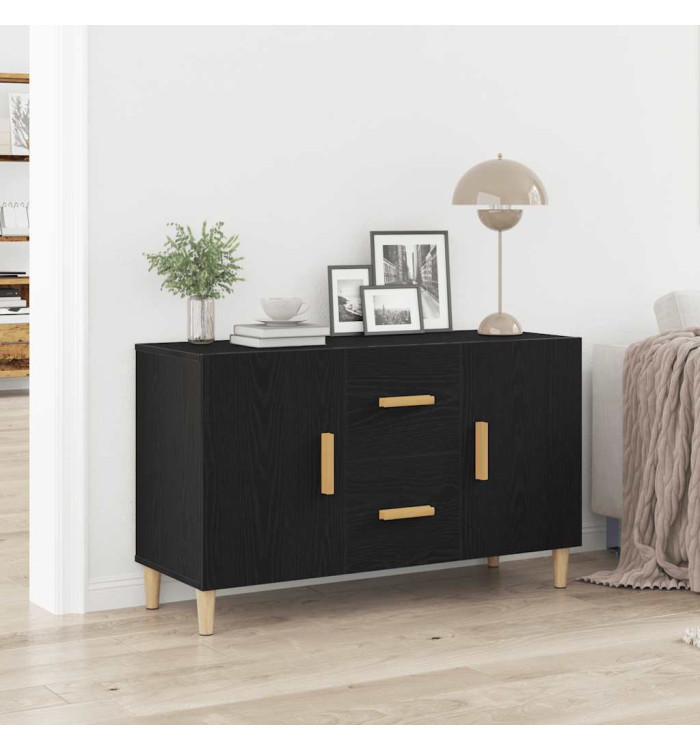 Buffet chêne noir 100x36x60 cm bois d'ingénierie | Mobilier & Déco