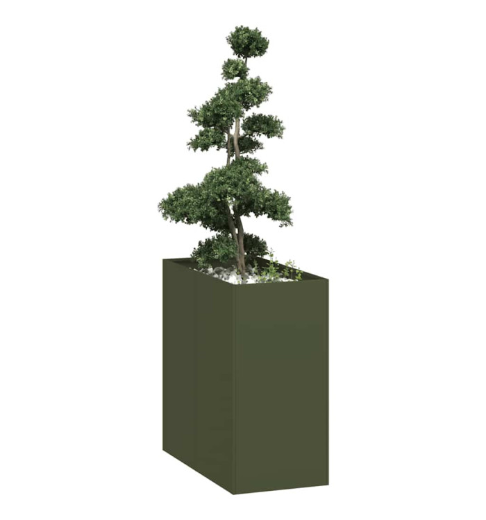 Jardinière vert olive 40x80x80 cm acier | Mobilier & Déco