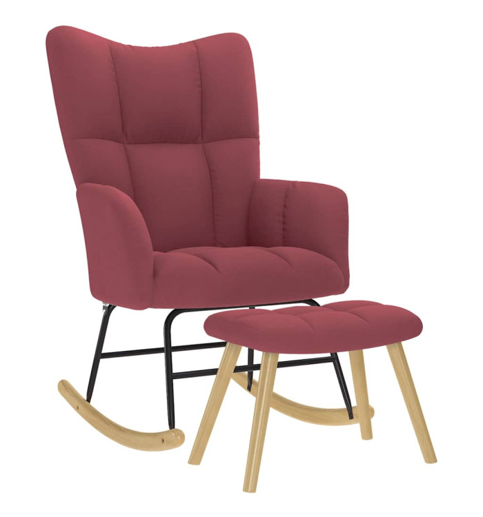 Chaise à bascule avec repose-pied Rouge bordeaux Tissu | Mobilier & Déco