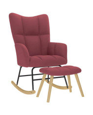 Chaise à bascule avec repose-pied Rouge bordeaux Tissu | Mobilier & Déco