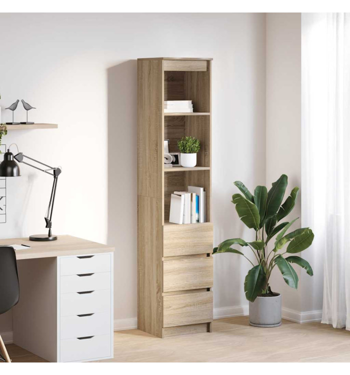 Buffet haut chêne sonoma 37,5x35x180 cm bois d'ingénierie | Mobilier & Déco