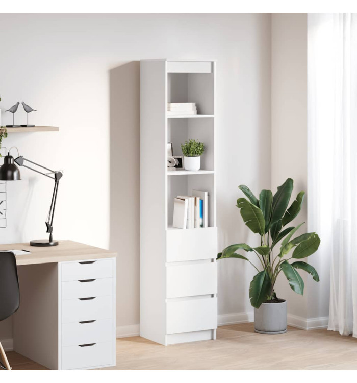 Buffet haut blanc 37,5x35x180 cm bois d'ingénierie | Mobilier & Déco