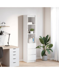 Buffet haut blanc 37,5x35x180 cm bois d'ingénierie | Mobilier & Déco
