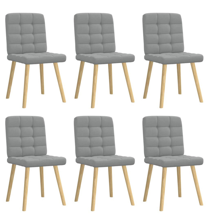 Chaises à manger lot de 6 gris clair tissu | Mobilier & Déco