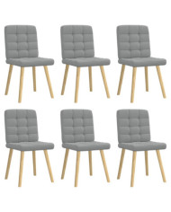 Chaises à manger lot de 6 gris clair tissu | Mobilier & Déco
