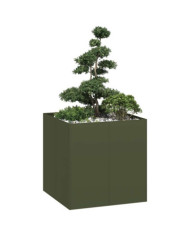Jardinière vert olive 80x80x80 cm acier | Mobilier & Déco