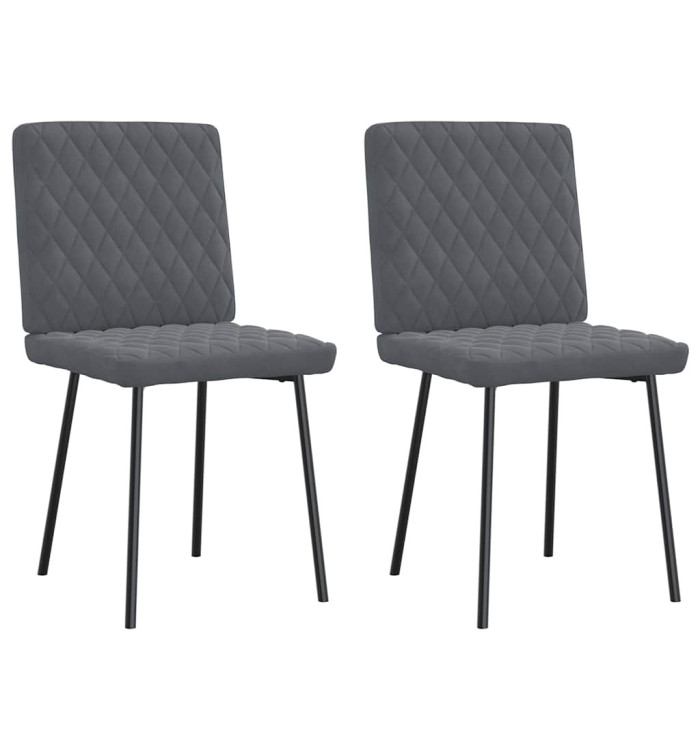 Chaises à manger lot de 2 Gris foncé Velours | Mobilier & Déco