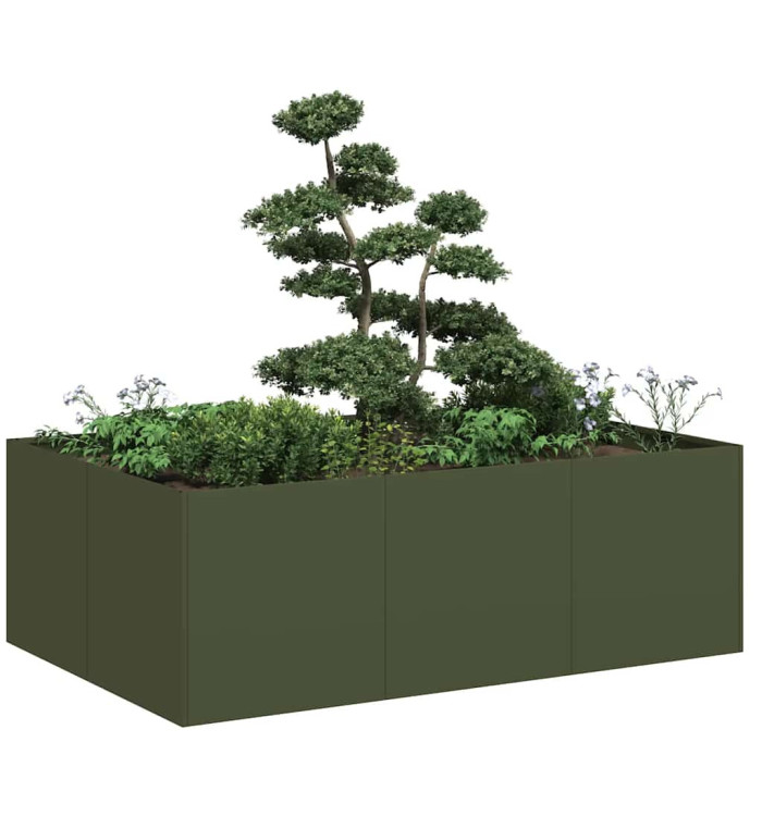 Jardinière vert olive 120x80x40 cm acier | Mobilier & Déco