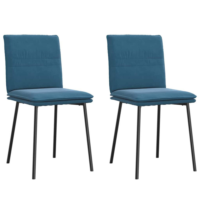 Chaises à manger lot de 2 Bleu Velours | Mobilier & Déco