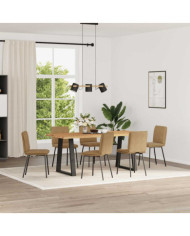 Chaises à manger lot de 6 marron velours | Mobilier & Déco