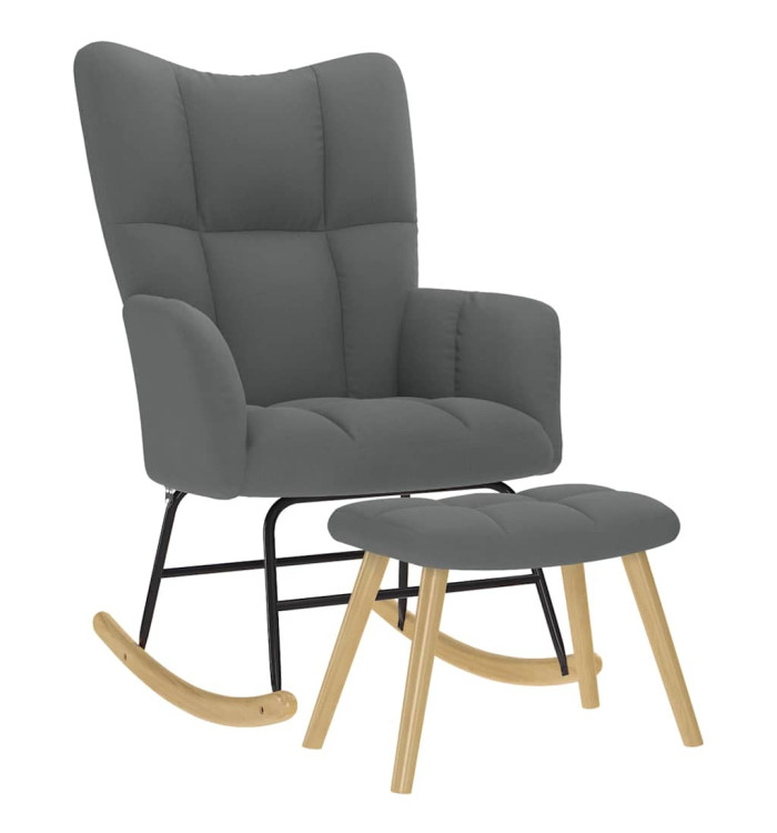 Chaise à bascule avec repose-pied Gris foncé Tissu | Mobilier & Déco