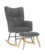 Chaise à bascule avec repose-pied Gris foncé Tissu | Mobilier & Déco