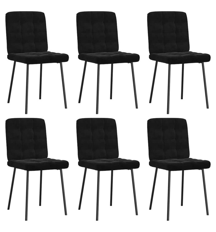 Chaises à manger lot de 6 noir velours | Mobilier & Déco