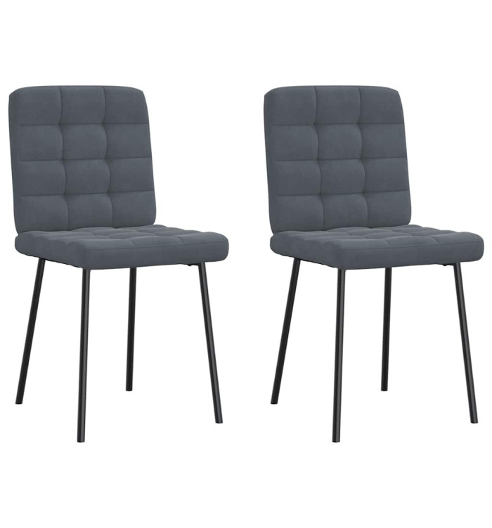 Chaises à manger lot de 2 Gris foncé Velours | Mobilier & Déco